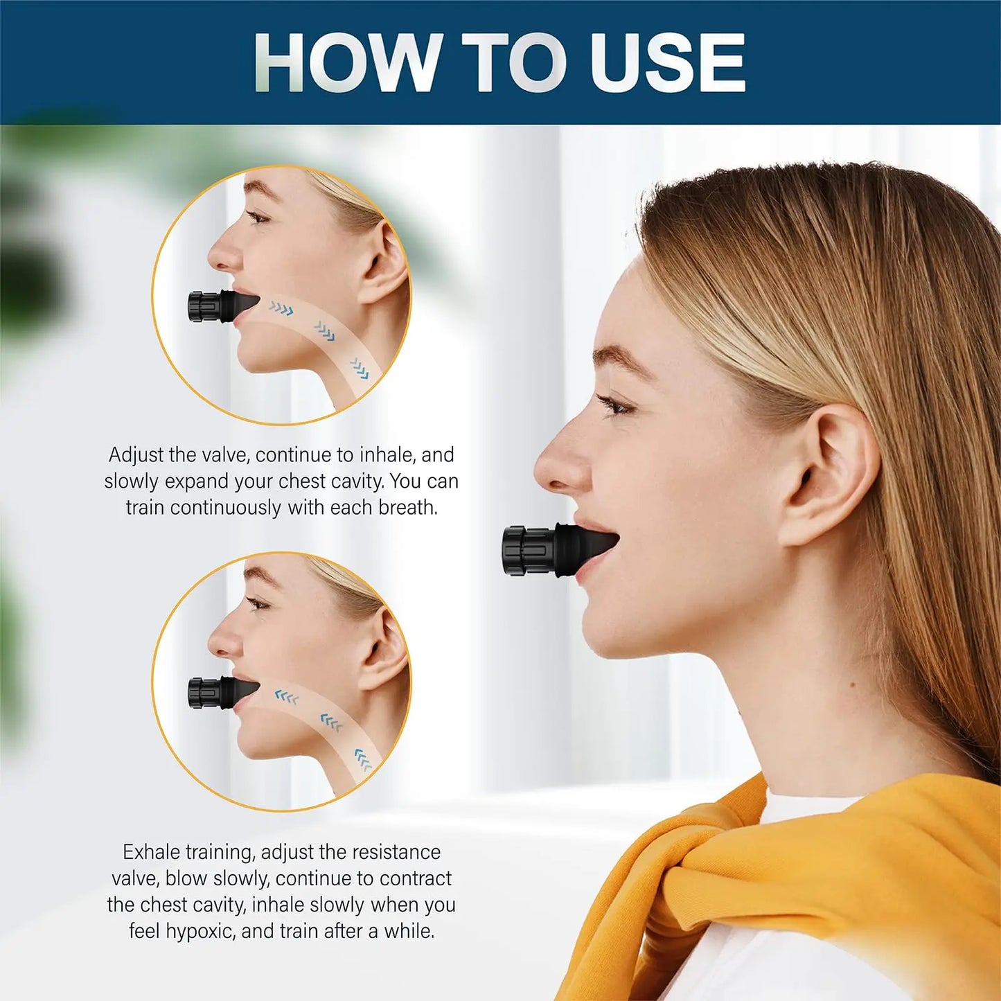 Portable Breathing Exerciser Sports Vital Capacity Adjustable Fitness Trainer Improve Endurance And Reduce Shortness of Breath