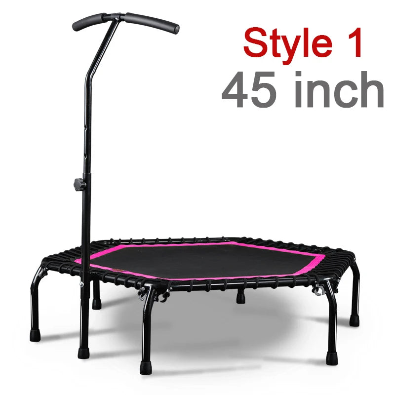 45/48 Inch Foldable Fitness Trampoline With Handle For Adults Kids Indoor Outdoor Silent Jumping Bed Aerobic Exercise Load 300kg