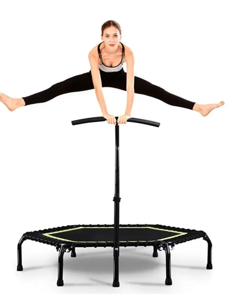 45/48 Inch Foldable Fitness Trampoline With Handle For Adults Kids Indoor Outdoor Silent Jumping Bed Aerobic Exercise Load 300kg