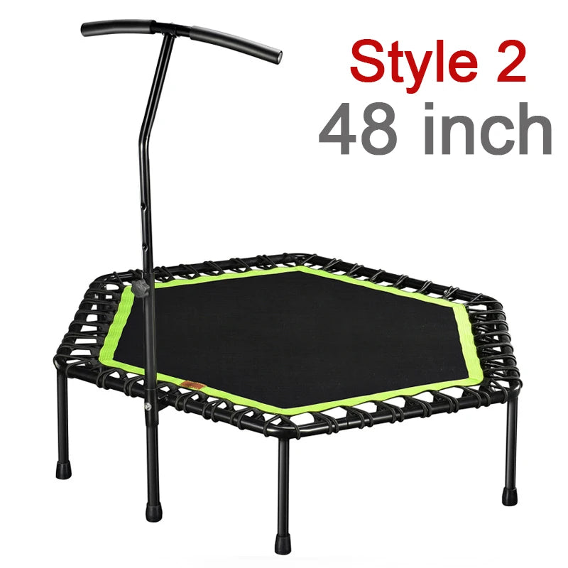 45/48 Inch Foldable Fitness Trampoline With Handle For Adults Kids Indoor Outdoor Silent Jumping Bed Aerobic Exercise Load 300kg