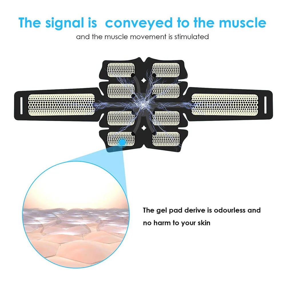 EMS Abdominal Belt Electrostimulation ABS Muscle Stimulator Hip Muscular Trainer Toner Home Gym Fitness Equipment Women Men