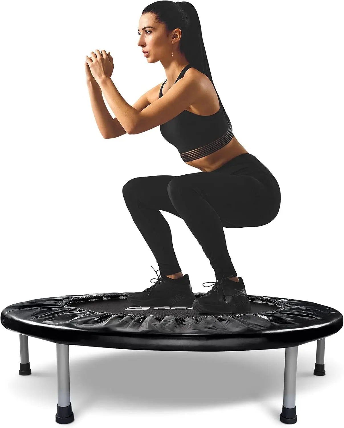 38" Foldable Mini Trampoline Fitness Trampoline with Safety Pad,Rebounder Exercise Trampoline for Adults Indoor/Garden Workout,M