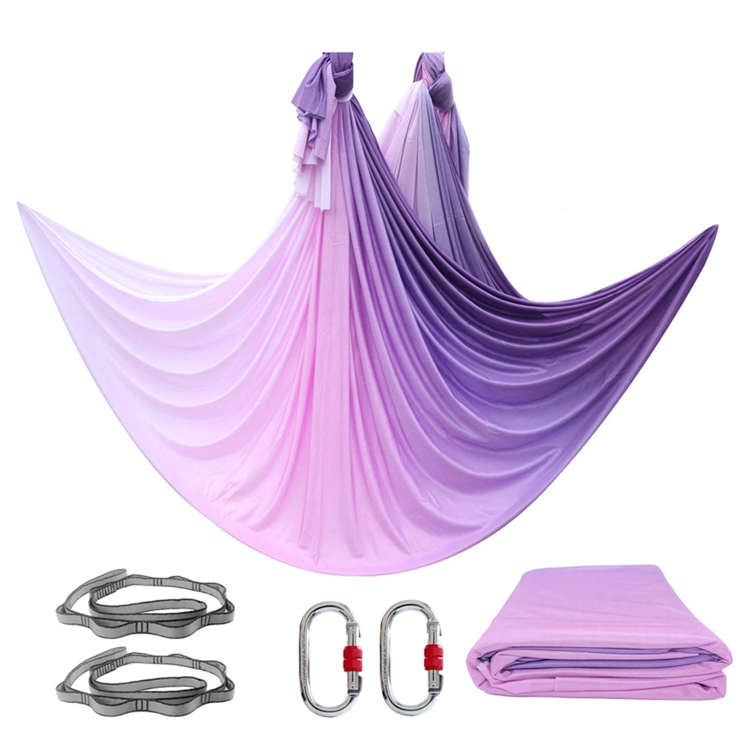 Aerial Yoga Hammock Set  Yoga Swing 5.5 Yards Silk Fabri Fitness Pilates Include Carabiners Daisy Chain for Inversion Exercises