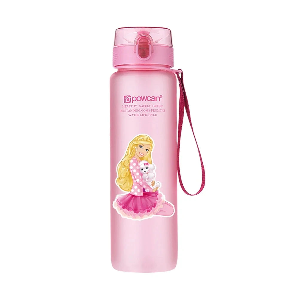 Cartoon Barbie Water Cup Large Capacity Frosted Plastic Cups Outdoor Portable Sports Fitness Plastic Water Bottle Gift 560ML