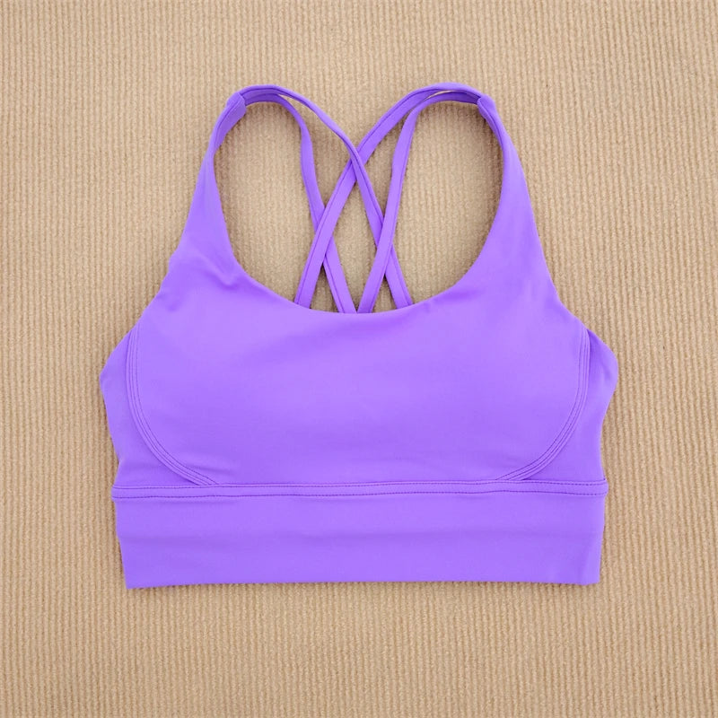 Sexy Yoga Bra Sports Underwear Gym Solid Color Bra Cross Shoulder Strap Beauty Back Fitness Bra Sling Yoga Suit Soft Comfortable