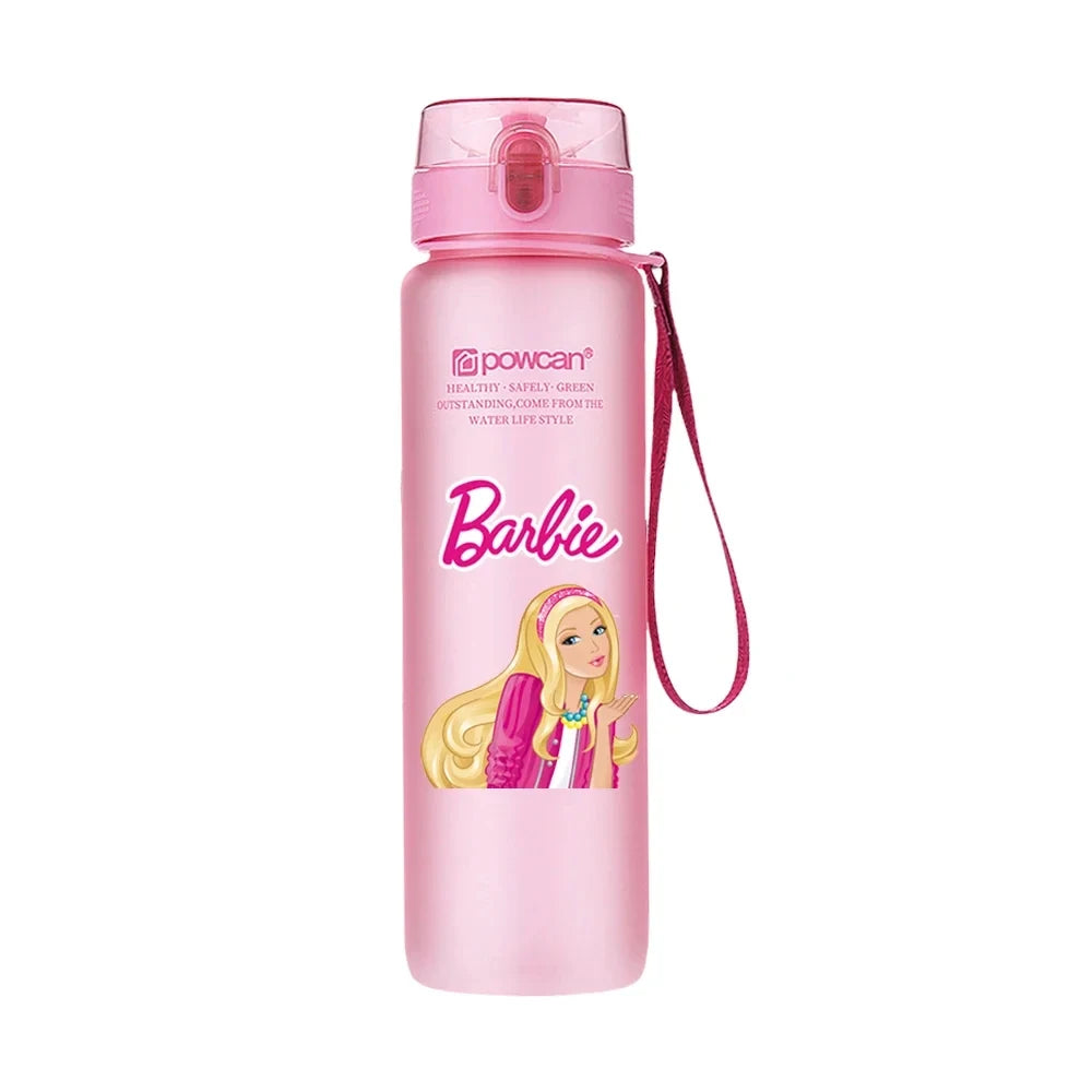 Cartoon Barbie Water Cup Large Capacity Frosted Plastic Cups Outdoor Portable Sports Fitness Plastic Water Bottle Gift 560ML