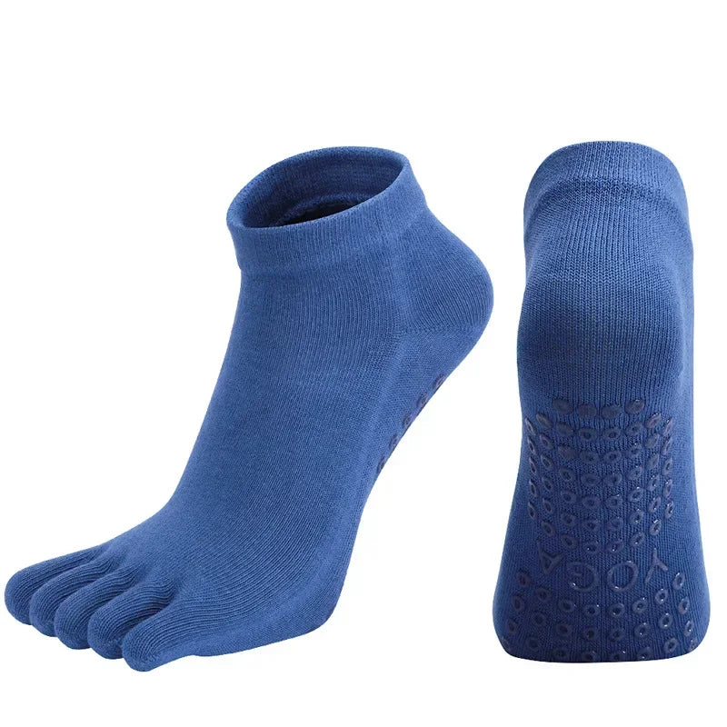 Combed Cotton Five Finger Yoga Socks for Women Silicone Anti Slip Professional Pilates Socks Indoor Dance Fitness Sports Socks