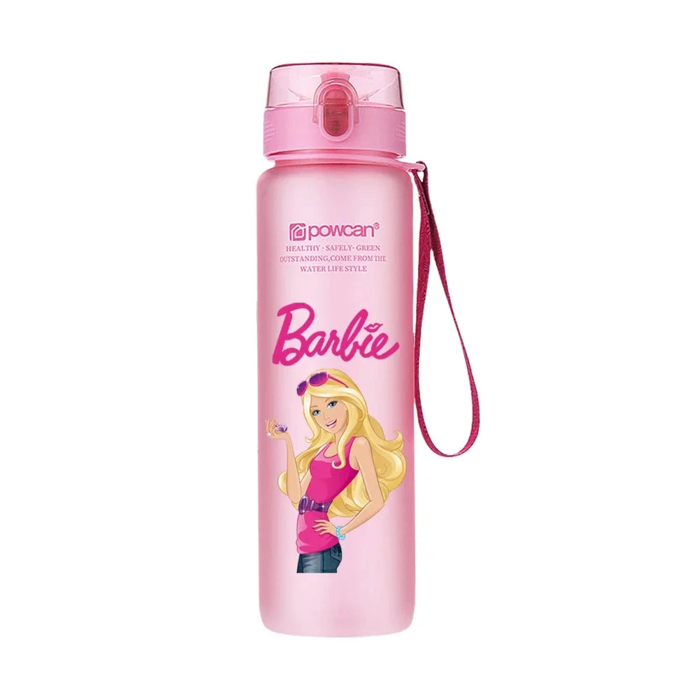 Cartoon Barbie Water Cup Large Capacity Frosted Plastic Cups Outdoor Portable Sports Fitness Plastic Water Bottle Gift 560ML