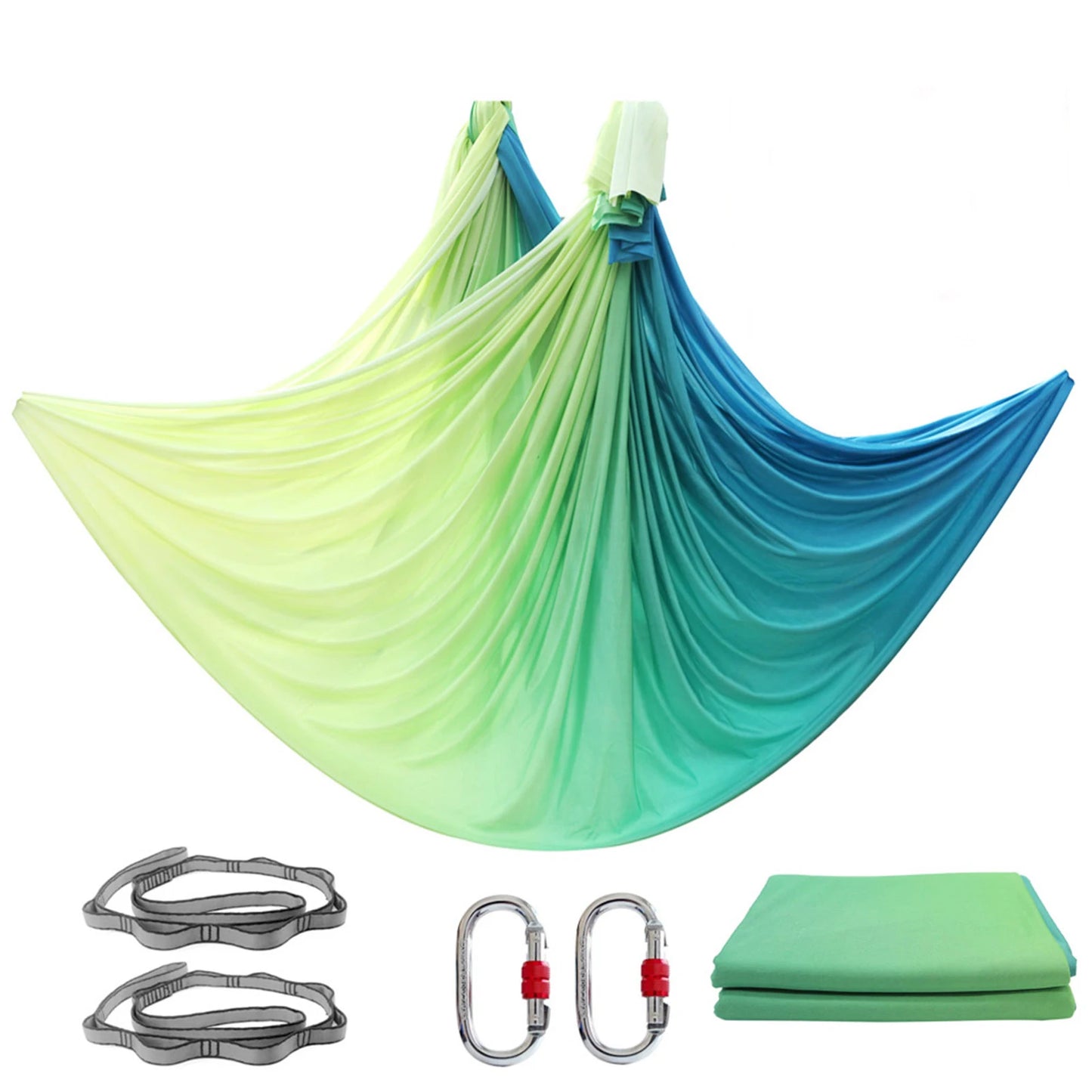 Aerial Yoga Hammock Set  Yoga Swing 5.5 Yards Silk Fabri Fitness Pilates Include Carabiners Daisy Chain for Inversion Exercises