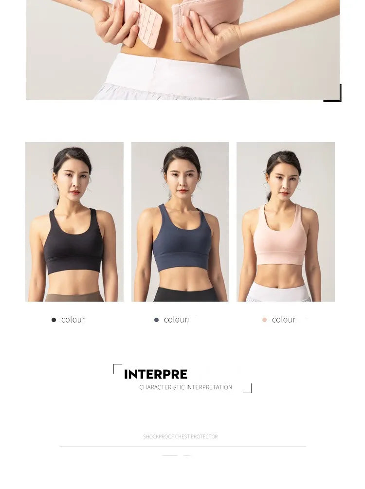 Energy Wide-Strap Longline Crisscross Strap Bra Fitness Gym Yoga Underwear Tight Crop Top Workout Sport Outfit Woman Clothing