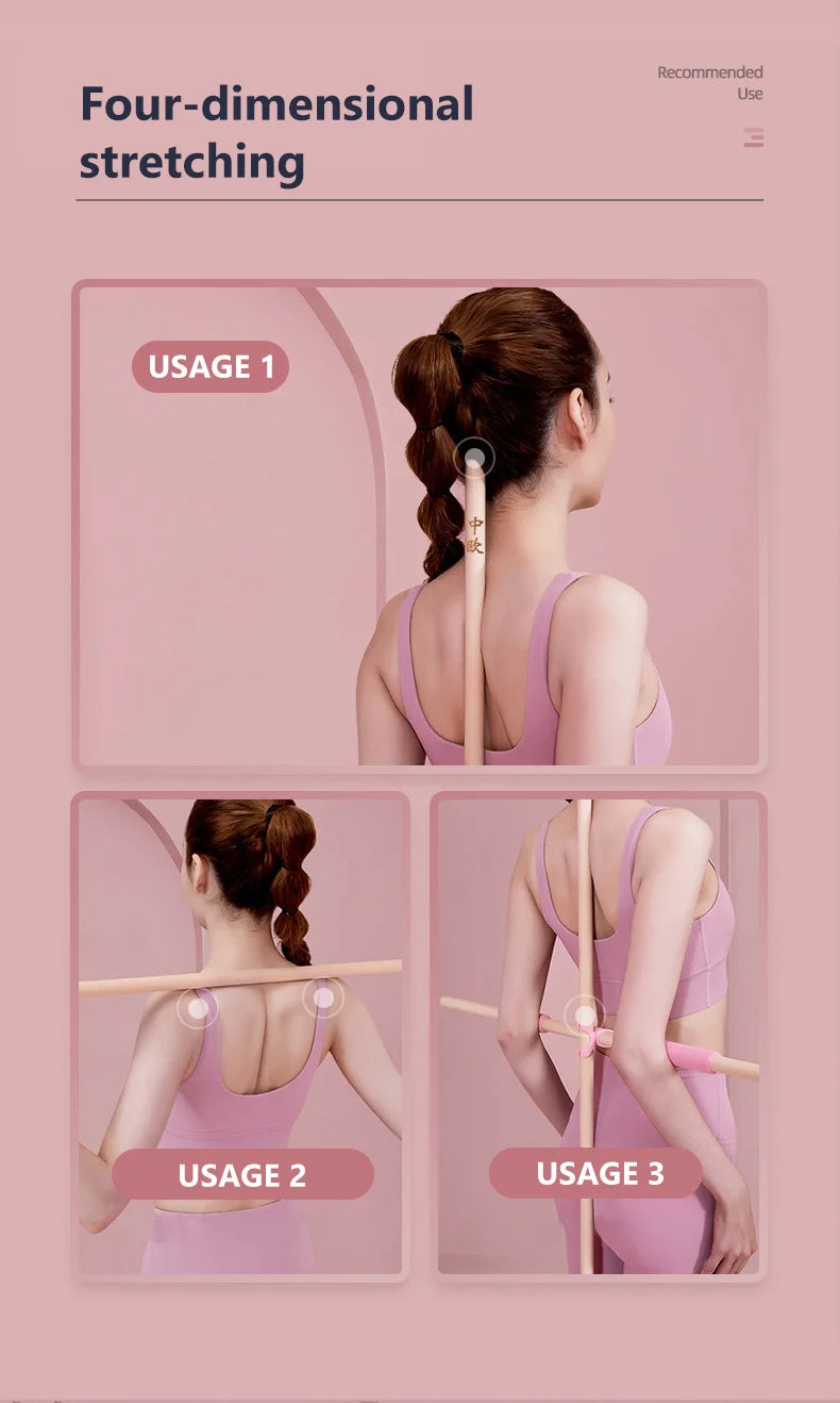 Back Posture Corrector Wooden Yoga Stick Support For Office Gym Home Back Strecher Bodybuilding Open Shoulder Tools XA208L