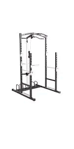 Pro Deluxe Cage System with Weightlifting Bench All-in-One Home Gym Equipment PM-5108,Black/Silver