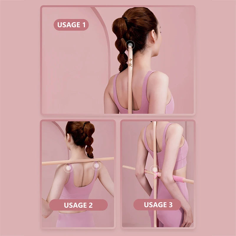 Back Posture Corrector Wooden Yoga Stick Support For Office Gym Home Back Strecher Bodybuilding Open Shoulder Tools XA208L