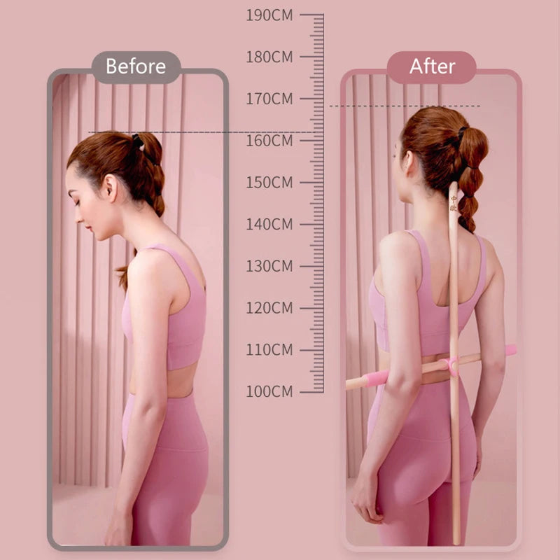 Back Posture Corrector Wooden Yoga Stick Support For Office Gym Home Back Strecher Bodybuilding Open Shoulder Tools XA208L