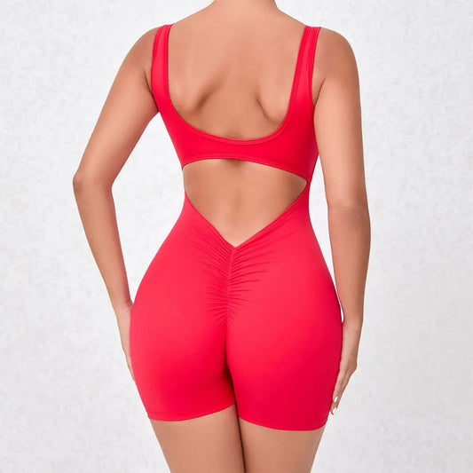 Women V Back One-Piece Suit Scrunch Sports Jumpsuit Women Gym Rompers Female Quick-Drying Yoga Clothing Fitness Sexy Bodysuits