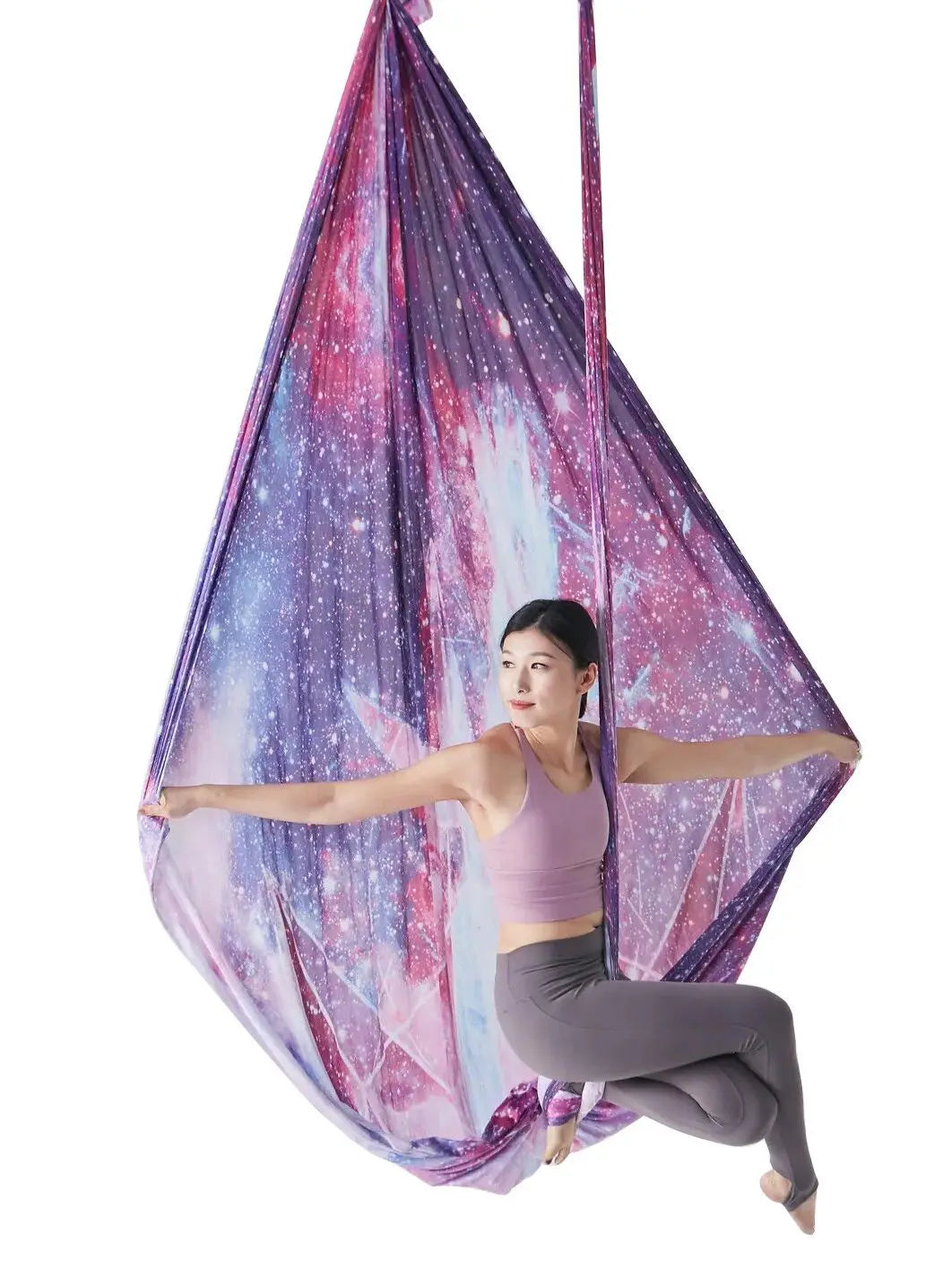 Aerial Yoga Hammock Set  Yoga Swing 5.5 Yards Silk Fabri Fitness Pilates Include Carabiners Daisy Chain for Inversion Exercises