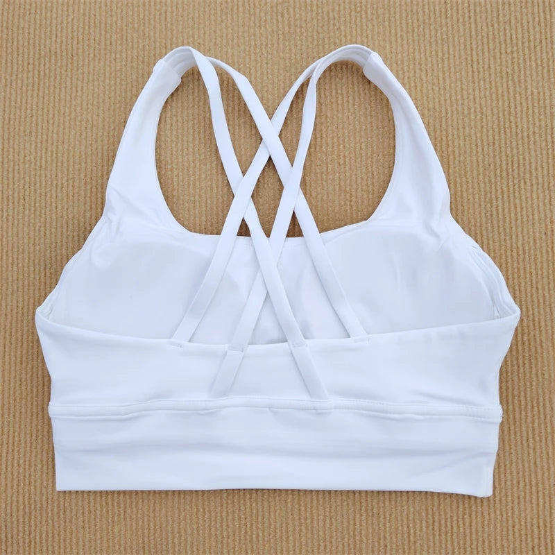 Sexy Yoga Bra Sports Underwear Gym Solid Color Bra Cross Shoulder Strap Beauty Back Fitness Bra Sling Yoga Suit Soft Comfortable