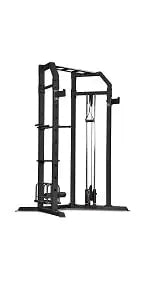 Pro Deluxe Cage System with Weightlifting Bench All-in-One Home Gym Equipment PM-5108,Black/Silver