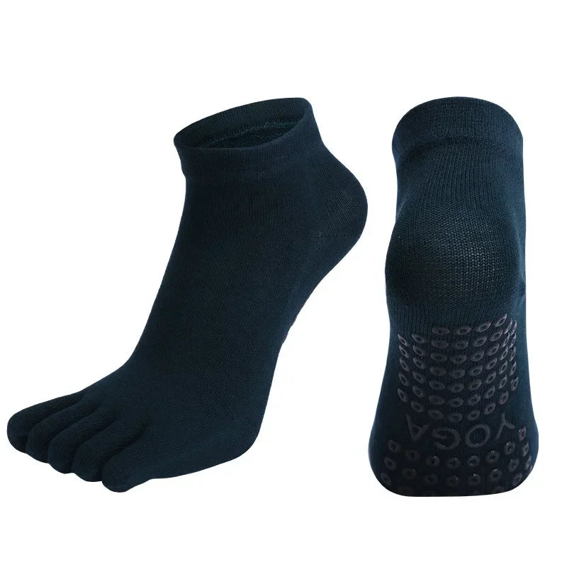 Combed Cotton Five Finger Yoga Socks for Women Silicone Anti Slip Professional Pilates Socks Indoor Dance Fitness Sports Socks