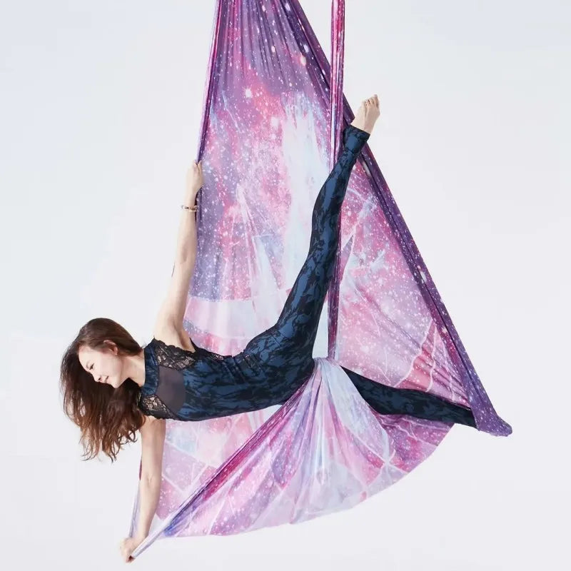 Aerial Yoga Hammock Set  Yoga Swing 5.5 Yards Silk Fabri Fitness Pilates Include Carabiners Daisy Chain for Inversion Exercises