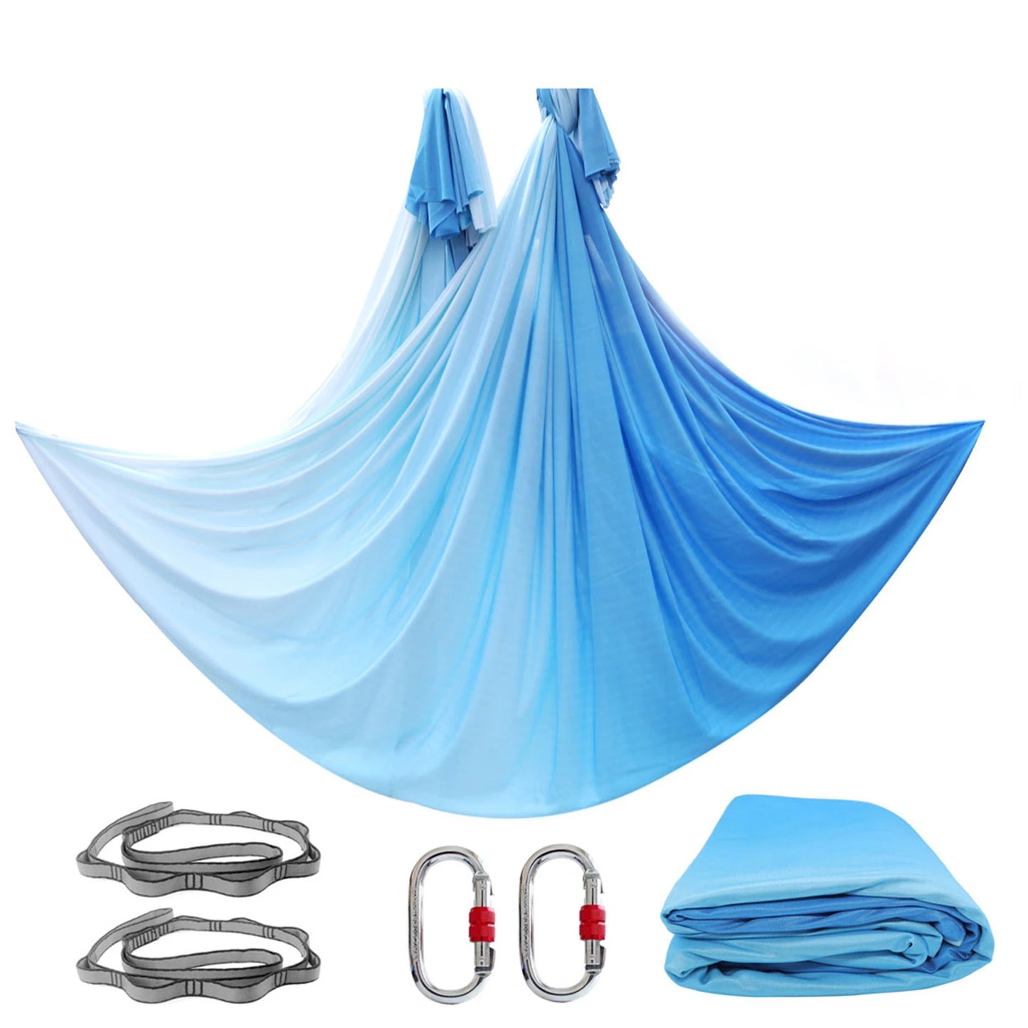 Aerial Yoga Hammock Set  Yoga Swing 5.5 Yards Silk Fabri Fitness Pilates Include Carabiners Daisy Chain for Inversion Exercises