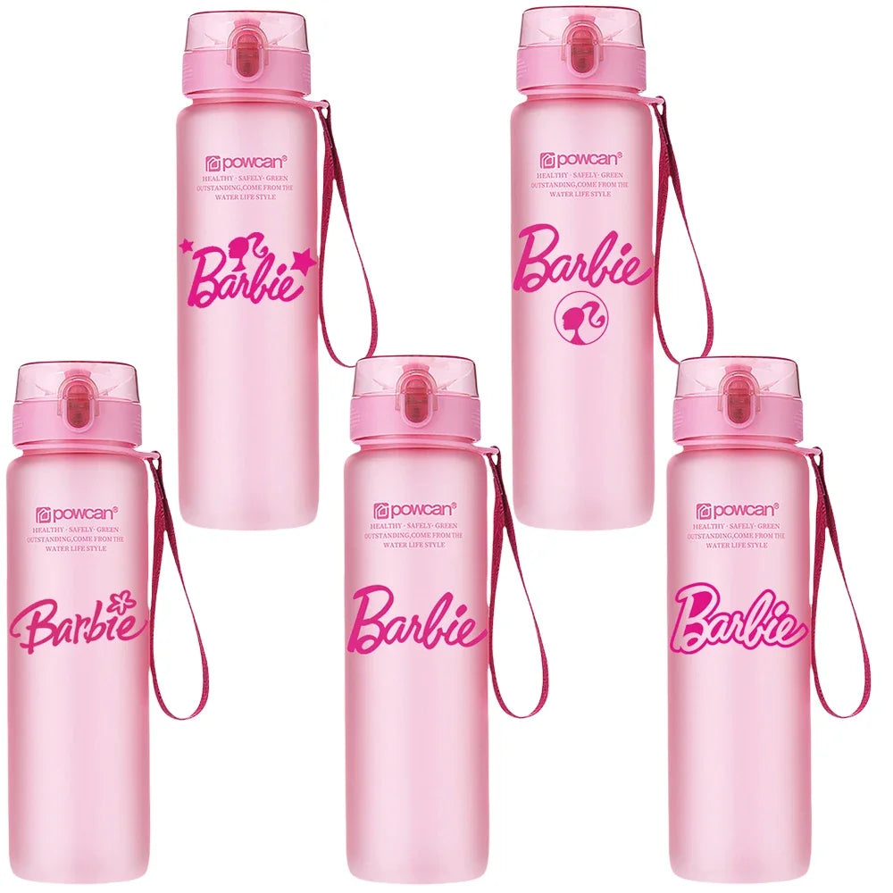 Cartoon Barbie Water Cup Large Capacity Frosted Plastic Cups Outdoor Portable Sports Fitness Plastic Water Bottle Gift 560ML