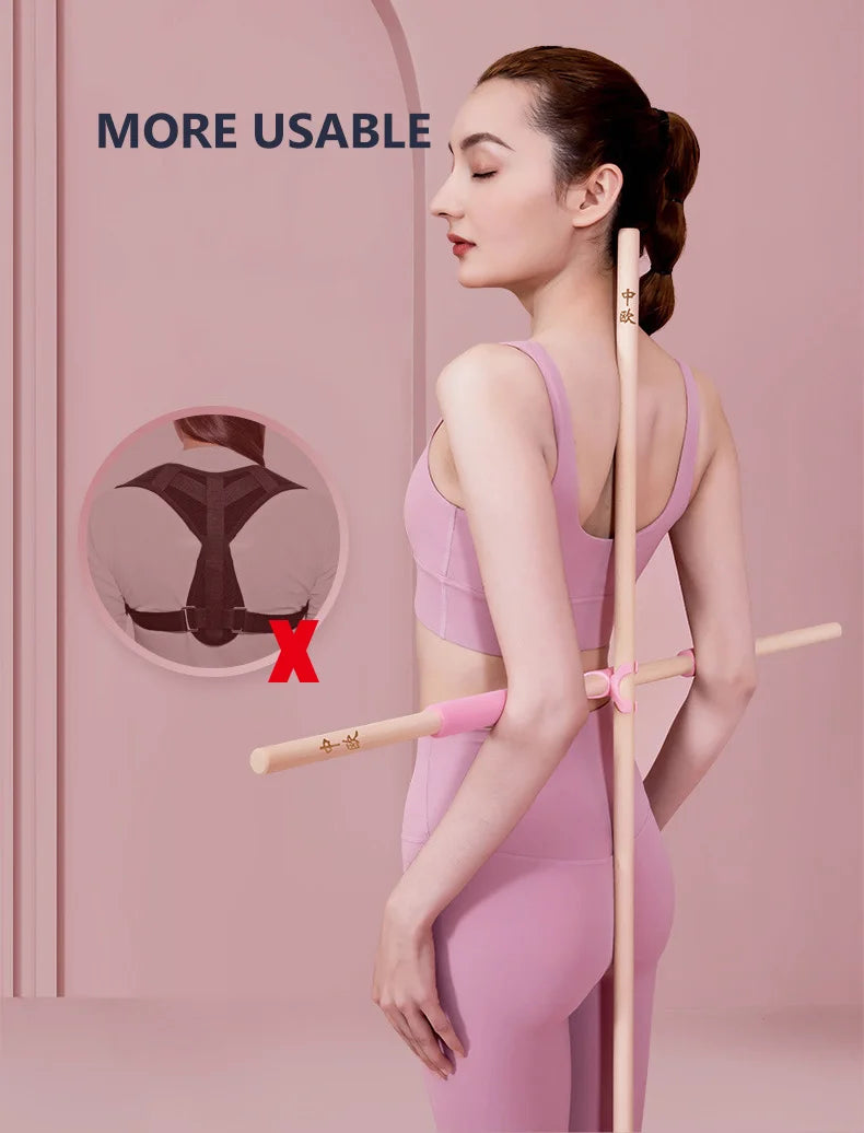 Back Posture Corrector Wooden Yoga Stick Support For Office Gym Home Back Strecher Bodybuilding Open Shoulder Tools XA208L