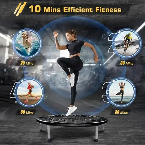 38" Foldable Mini Trampoline Fitness Trampoline with Safety Pad,Rebounder Exercise Trampoline for Adults Indoor/Garden Workout,M