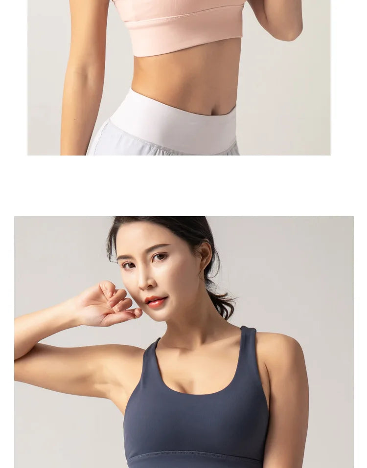 Energy Wide-Strap Longline Crisscross Strap Bra Fitness Gym Yoga Underwear Tight Crop Top Workout Sport Outfit Woman Clothing