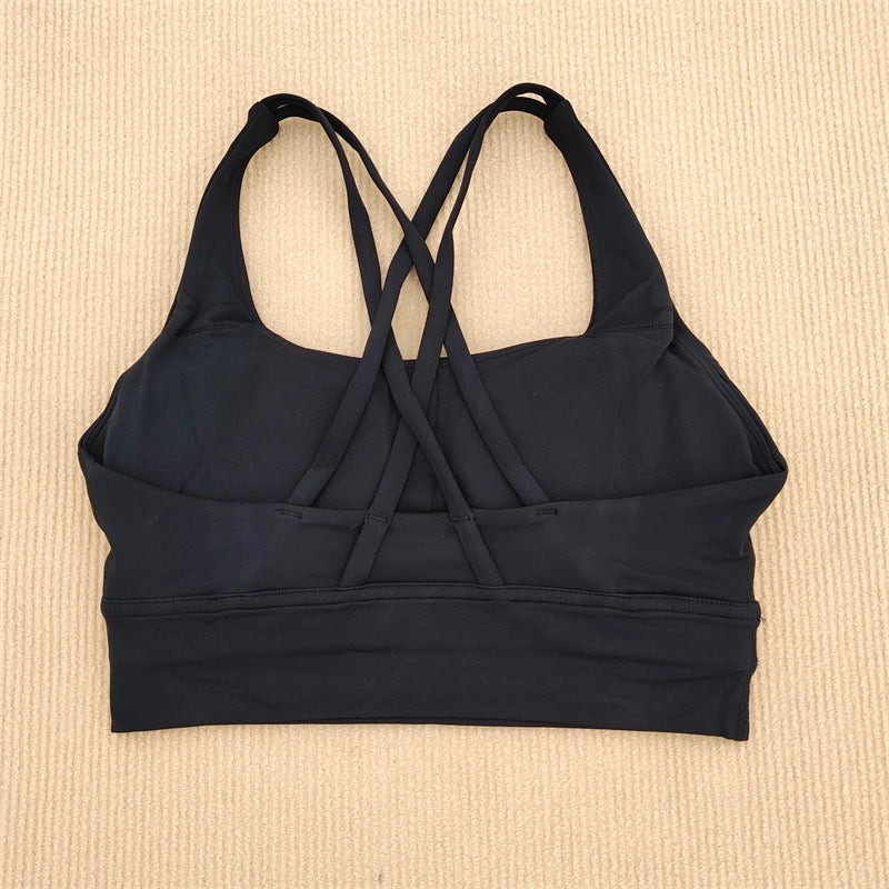 Sexy Yoga Bra Sports Underwear Gym Solid Color Bra Cross Shoulder Strap Beauty Back Fitness Bra Sling Yoga Suit Soft Comfortable