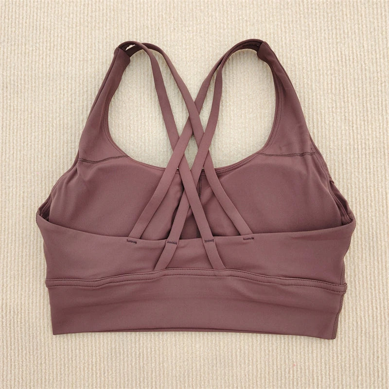 Sexy Yoga Bra Sports Underwear Gym Solid Color Bra Cross Shoulder Strap Beauty Back Fitness Bra Sling Yoga Suit Soft Comfortable