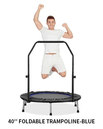 40" Mini Trampoline Rebounder Trampoline for Adults Indoor Outdoor Fitness Trampoline Foldable with Adjustable Handle Bar