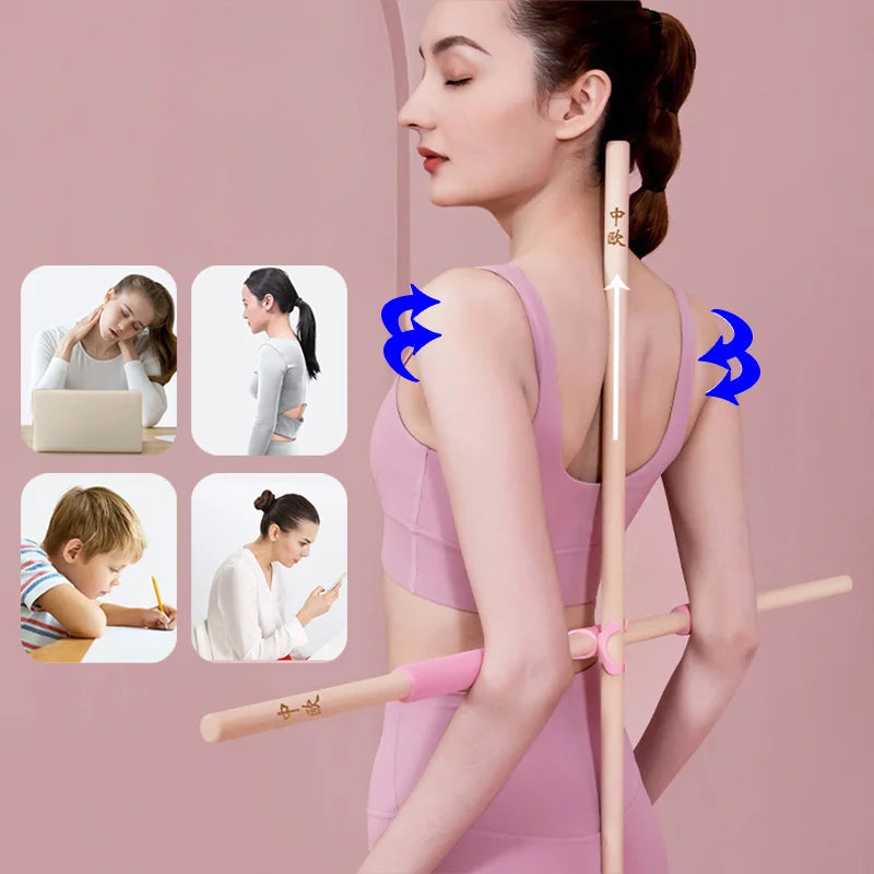 Back Posture Corrector Wooden Yoga Stick Support For Office Gym Home Back Strecher Bodybuilding Open Shoulder Tools XA208L