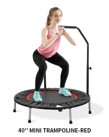 40" Mini Trampoline Rebounder Trampoline for Adults Indoor Outdoor Fitness Trampoline Foldable with Adjustable Handle Bar