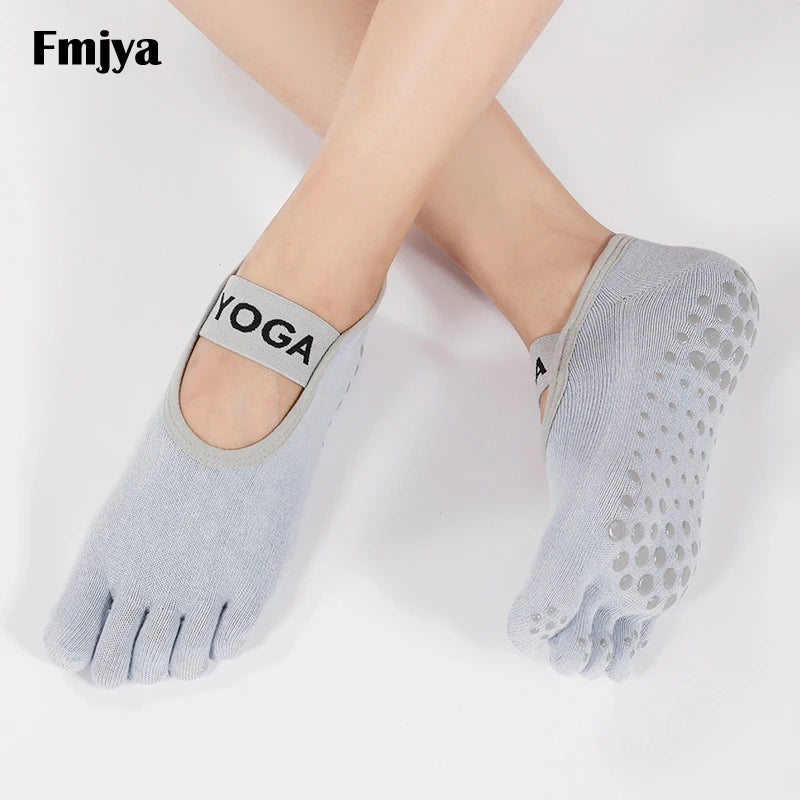 Women Five Fingers Yoga Socks Cotton Silicone Anti-slip Pilates Grips Backless Breathable Gym Fitness Running Dance Sports Socks