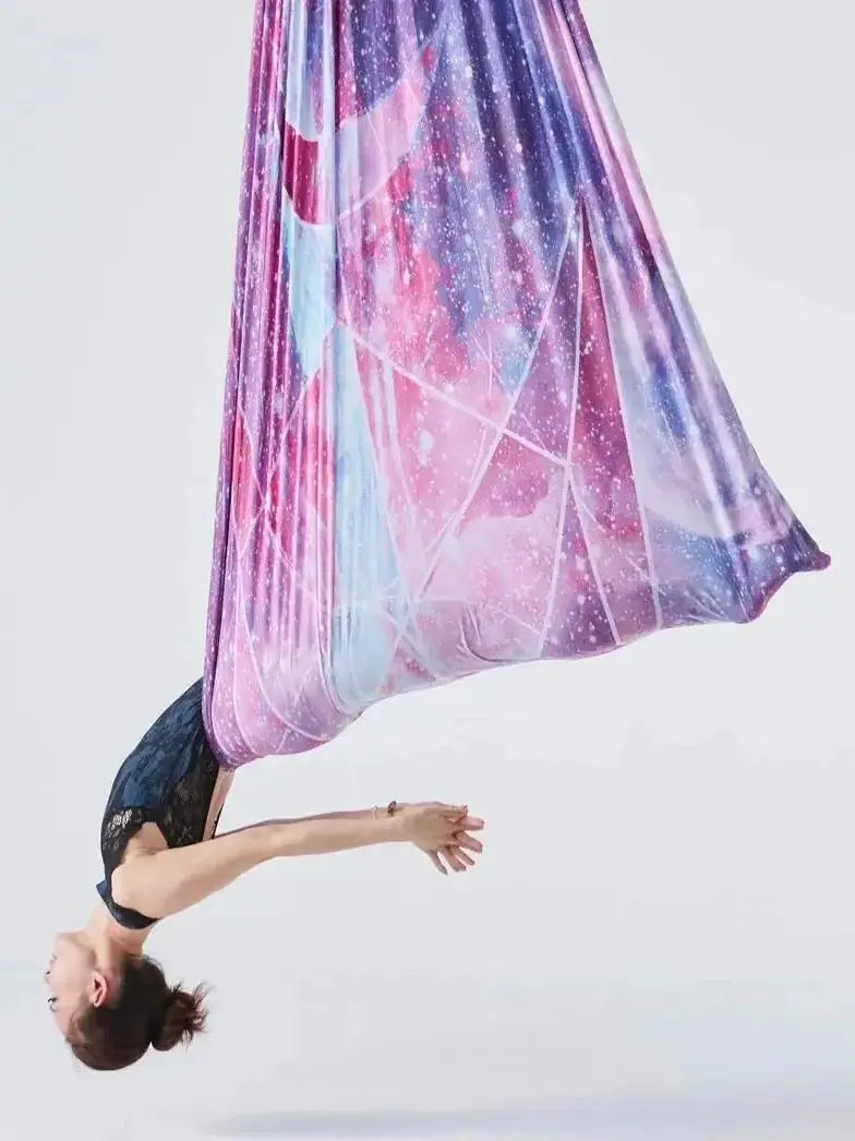 Aerial Yoga Hammock Set  Yoga Swing 5.5 Yards Silk Fabri Fitness Pilates Include Carabiners Daisy Chain for Inversion Exercises