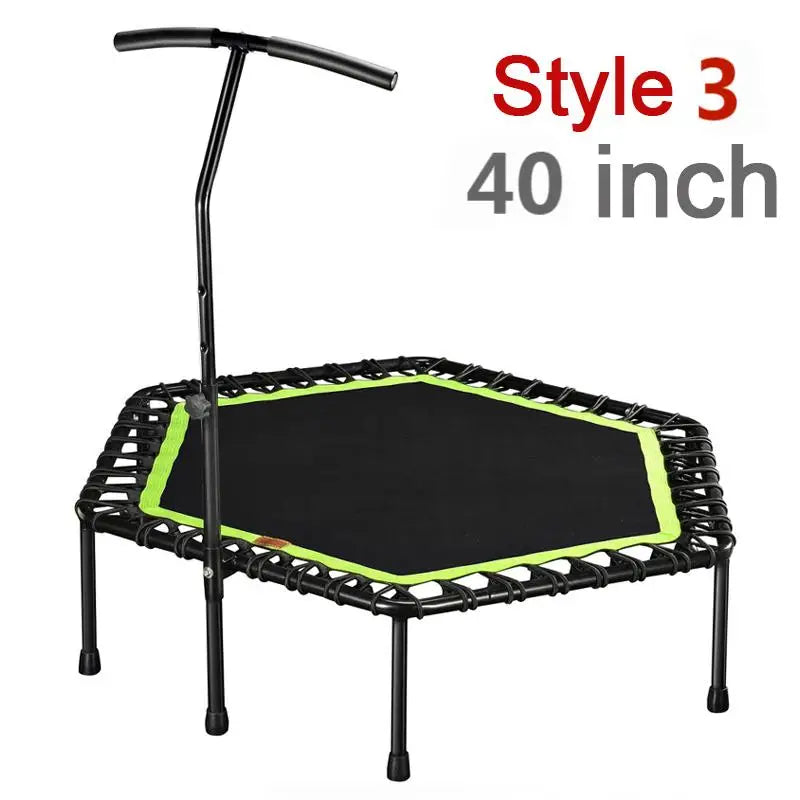 45/48 Inch Foldable Fitness Trampoline With Handle For Adults Kids Indoor Outdoor Silent Jumping Bed Aerobic Exercise Load 300kg