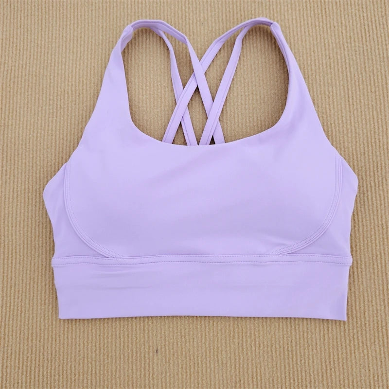 Sexy Yoga Bra Sports Underwear Gym Solid Color Bra Cross Shoulder Strap Beauty Back Fitness Bra Sling Yoga Suit Soft Comfortable