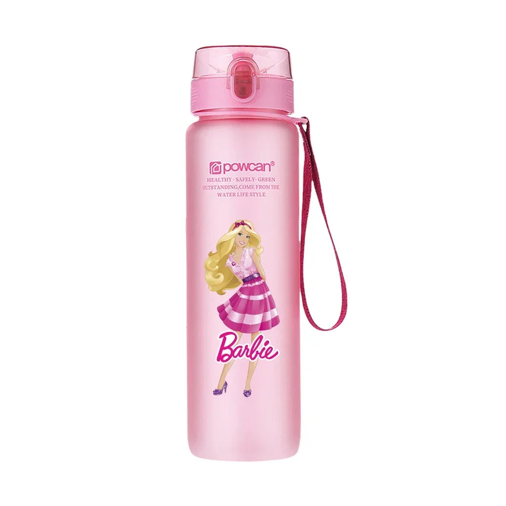 Cartoon Barbie Water Cup Large Capacity Frosted Plastic Cups Outdoor Portable Sports Fitness Plastic Water Bottle Gift 560ML