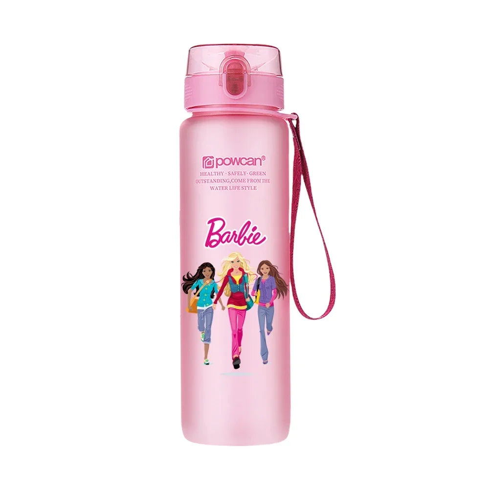 Cartoon Barbie Water Cup Large Capacity Frosted Plastic Cups Outdoor Portable Sports Fitness Plastic Water Bottle Gift 560ML