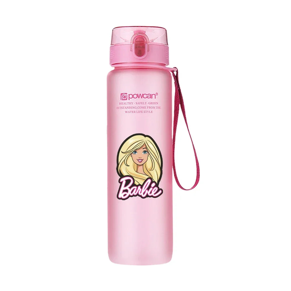 Cartoon Barbie Water Cup Large Capacity Frosted Plastic Cups Outdoor Portable Sports Fitness Plastic Water Bottle Gift 560ML