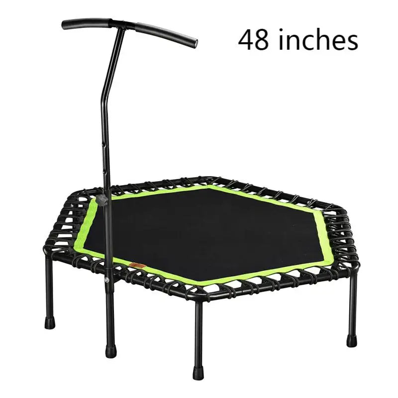 45/48 Inch Foldable Fitness Trampoline With Handle For Adults Kids Indoor Outdoor Silent Jumping Bed Aerobic Exercise Load 300kg