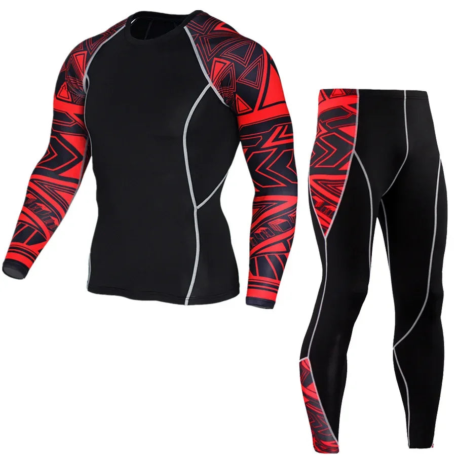 2pcs Men's Compression Sports Sets for Men Sportswear Long Sleeve Suit Gym Tight Yoga Workout Jogging Fitness Clothing Tracksuit