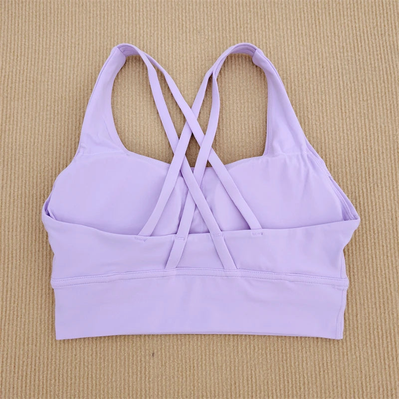 Sexy Yoga Bra Sports Underwear Gym Solid Color Bra Cross Shoulder Strap Beauty Back Fitness Bra Sling Yoga Suit Soft Comfortable