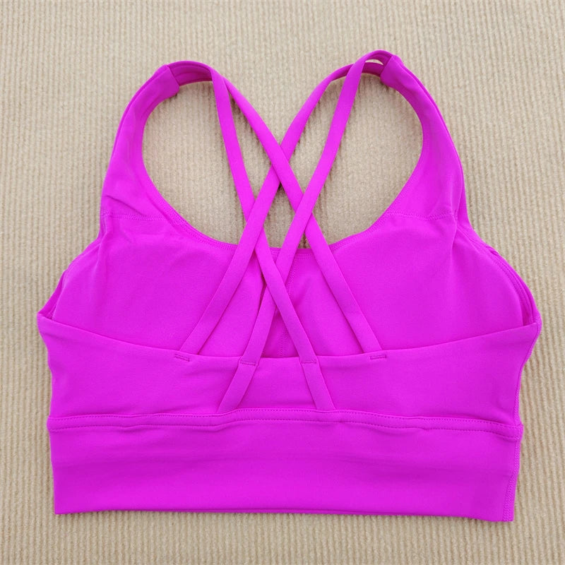 Sexy Yoga Bra Sports Underwear Gym Solid Color Bra Cross Shoulder Strap Beauty Back Fitness Bra Sling Yoga Suit Soft Comfortable