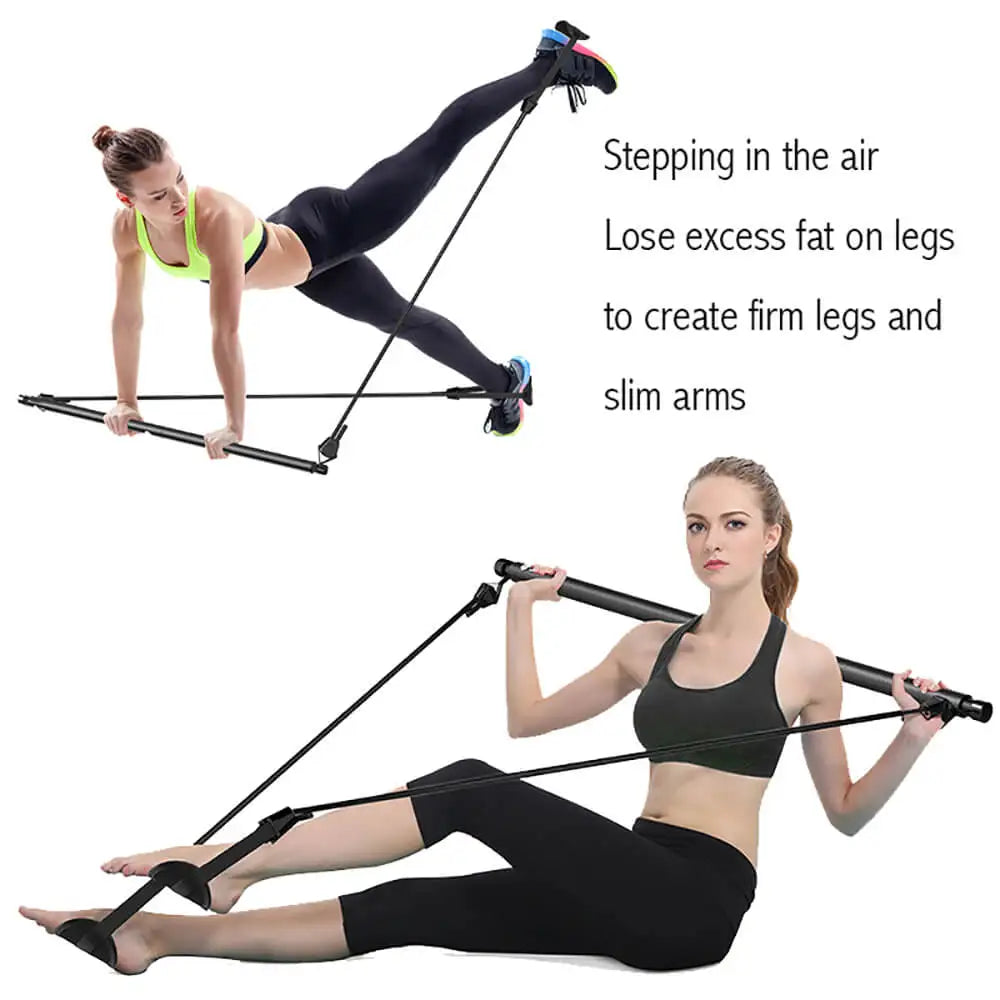 Yoga Equipment Back Trainer Workout Pull Rods Pilates Abdominal Resistance Exercise Stick Toning Fitness Rope Puller Women Gym