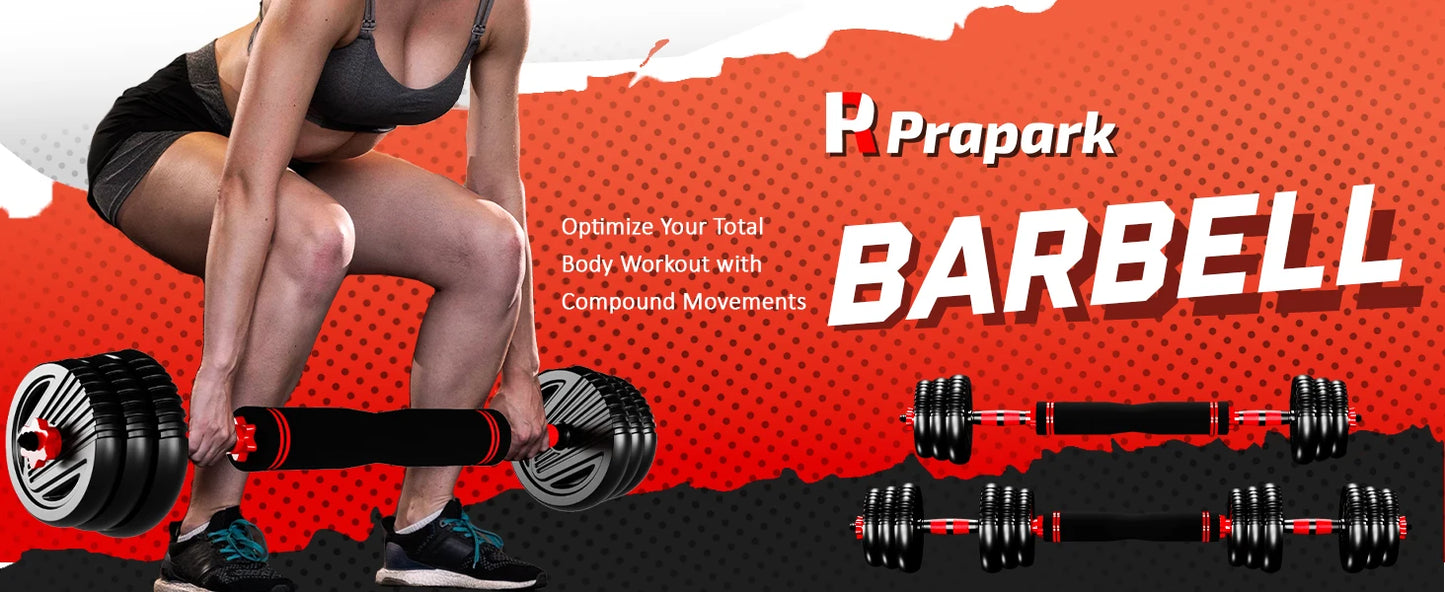 4-in-1 Adjustable Weight Dumbbell Set - Premium Home Gym Equipment with Dumbbell, Barbell, Kettlebell, Push-Up Modes - Ergonomic