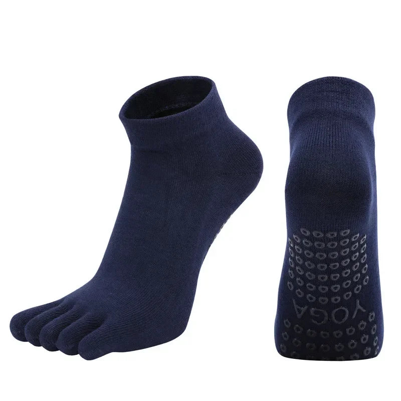 Combed Cotton Five Finger Yoga Socks for Women Silicone Anti Slip Professional Pilates Socks Indoor Dance Fitness Sports Socks