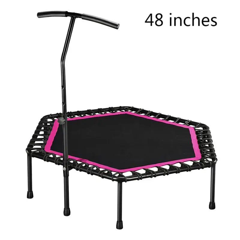 45/48 Inch Foldable Fitness Trampoline With Handle For Adults Kids Indoor Outdoor Silent Jumping Bed Aerobic Exercise Load 300kg