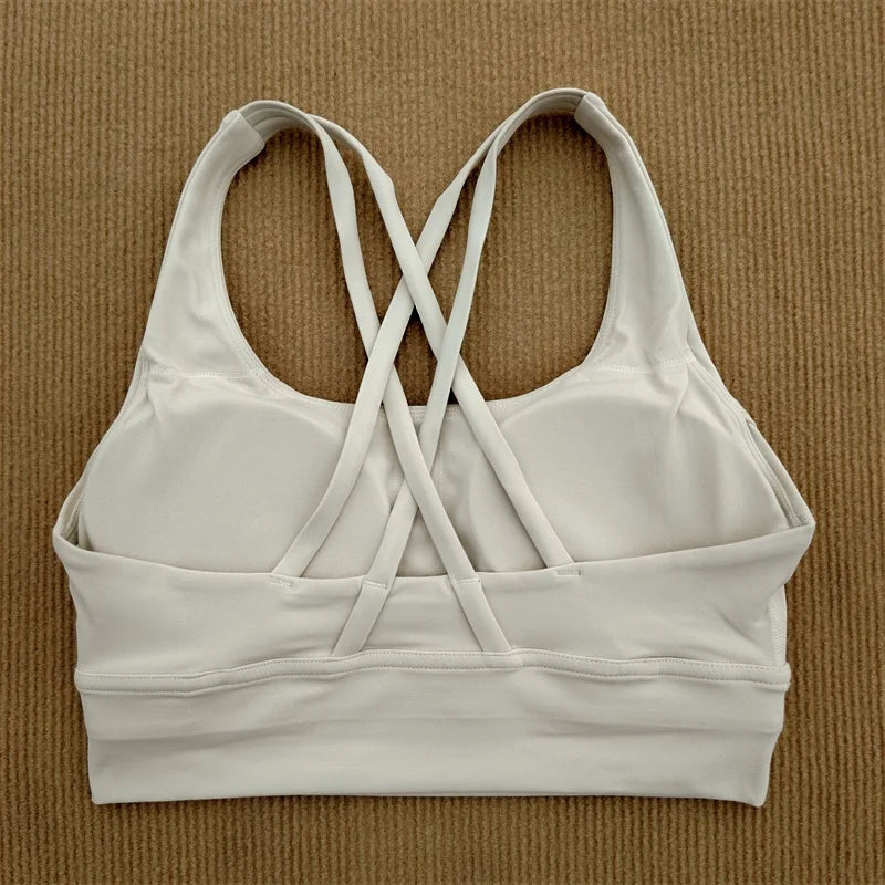 Sexy Yoga Bra Sports Underwear Gym Solid Color Bra Cross Shoulder Strap Beauty Back Fitness Bra Sling Yoga Suit Soft Comfortable